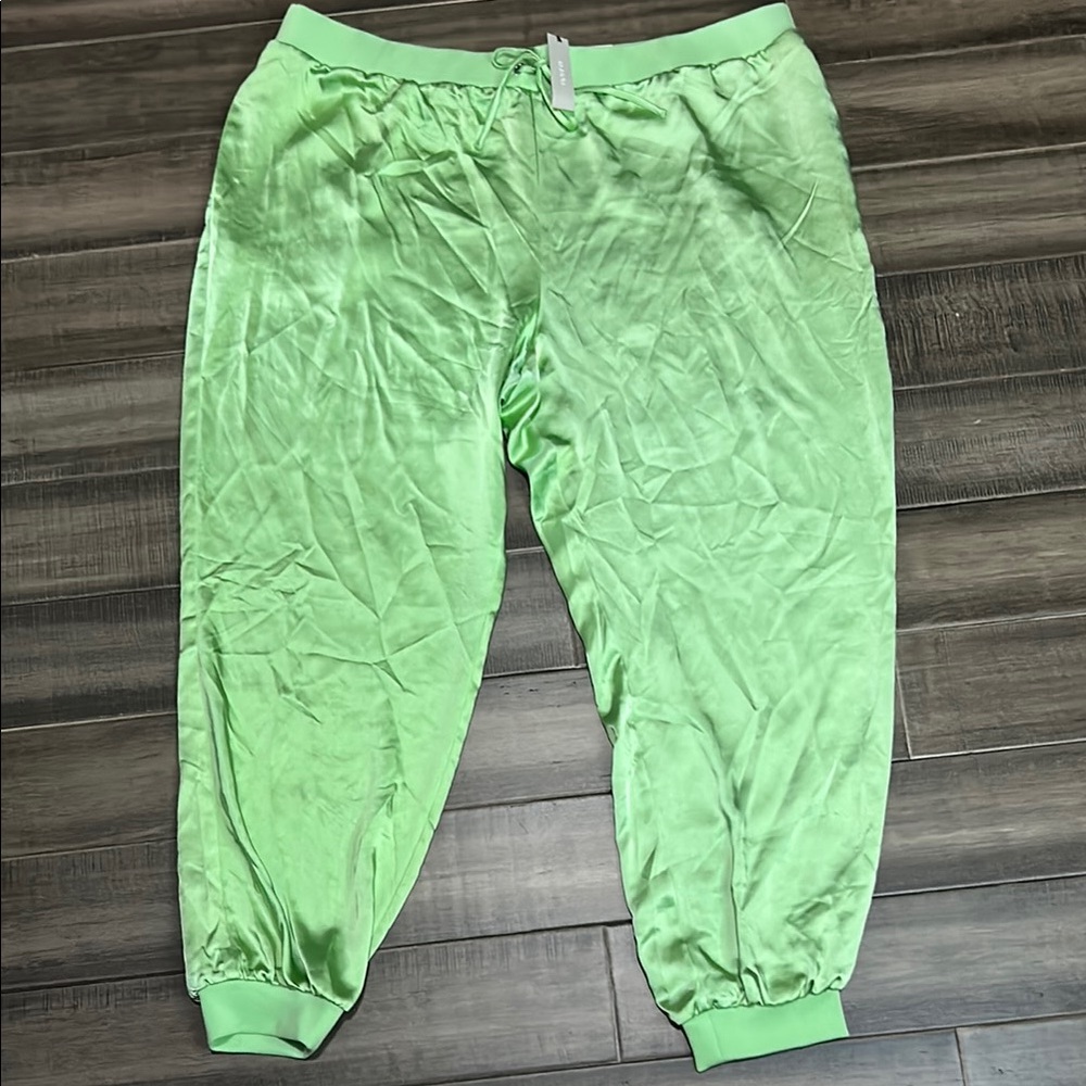 NWT Alfani Lime Green Satin Track Pants